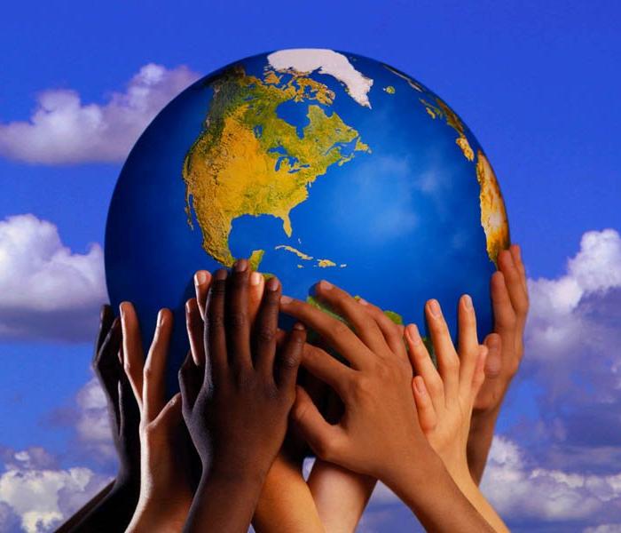 hands on world globe