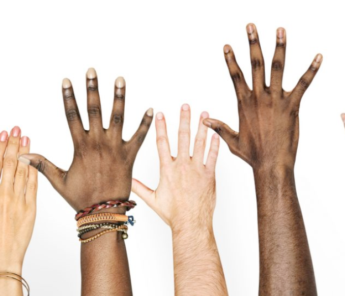 multiple side to side raised hands