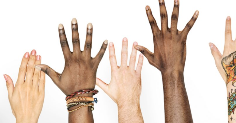 multiple side to side raised hands